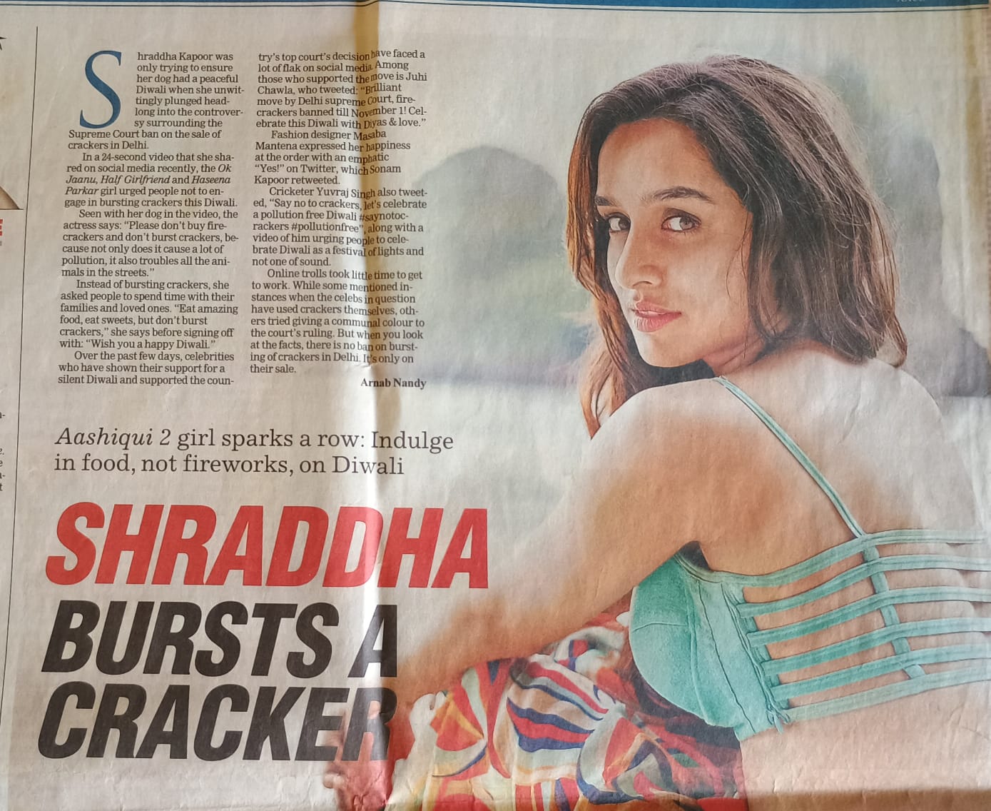 Shraddha bursts a cracker