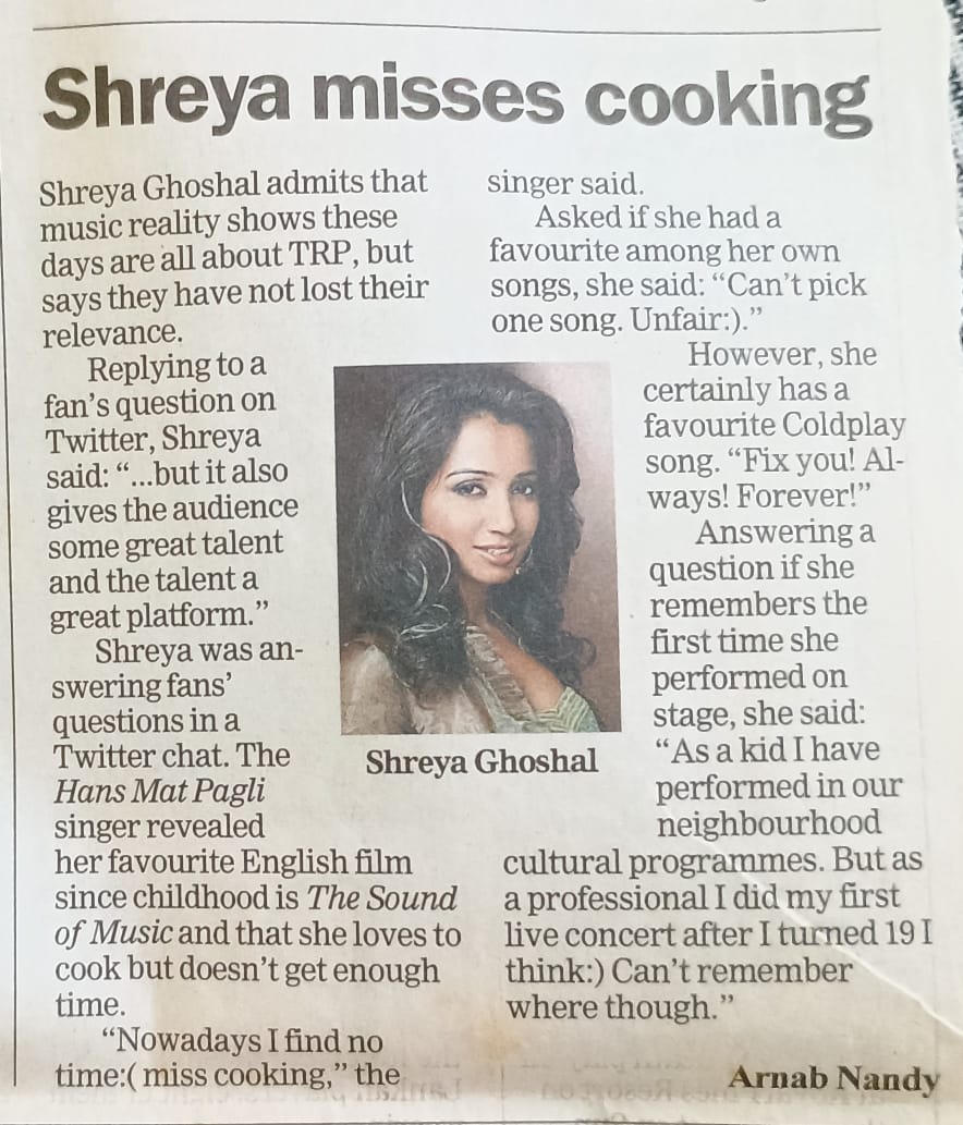 Shreya misses cooking